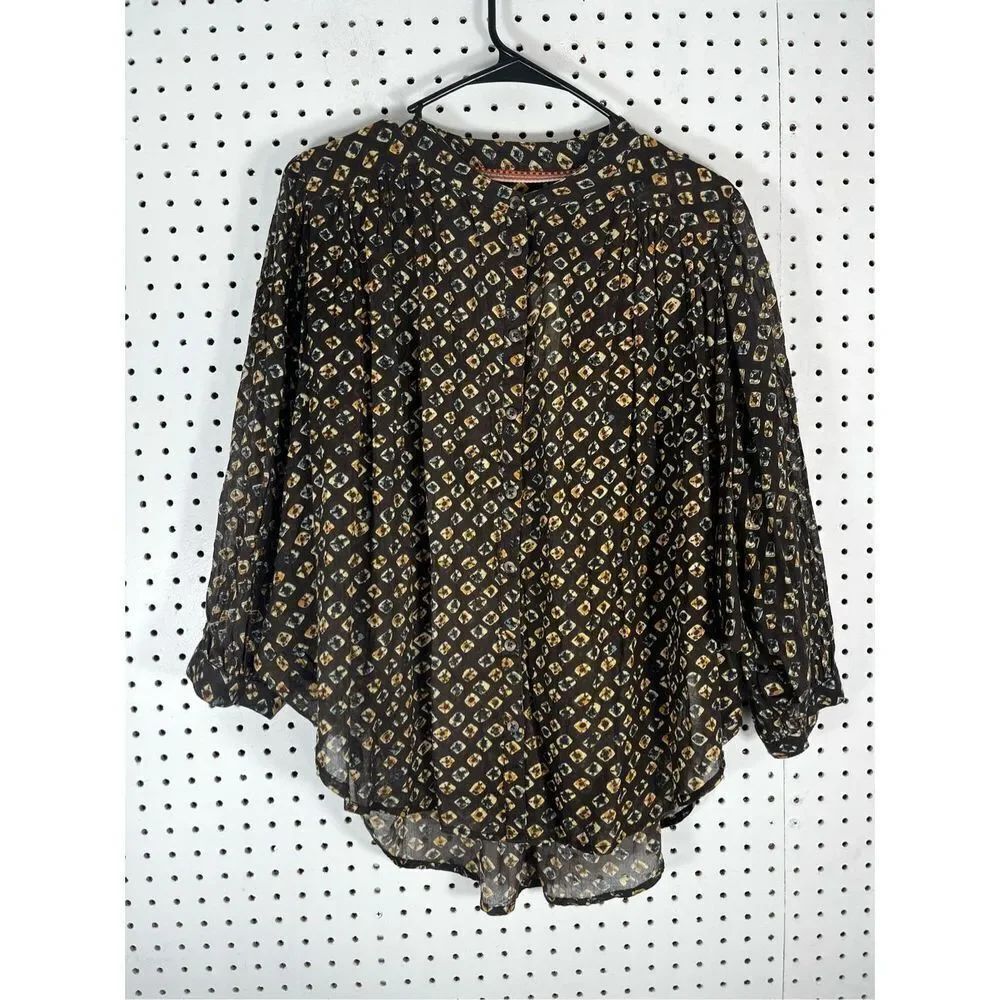 Anthropologie geometric pattern boho blouse